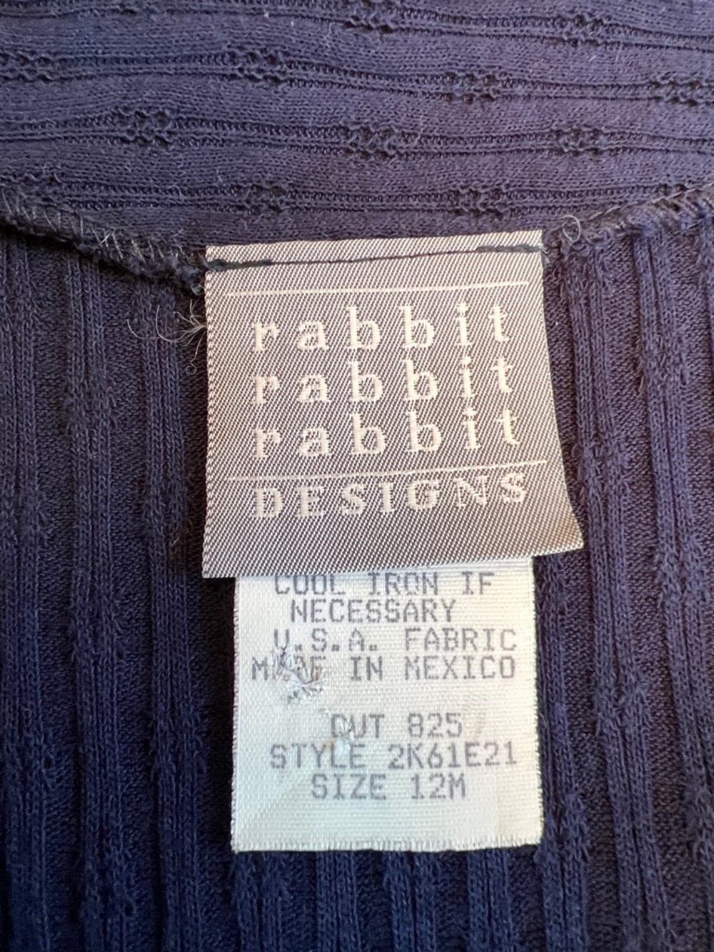 Vintage Rabbit Rabbit Rabbit Cropped Pearly Button Navy Top Size 12M - Picture 11 of 14